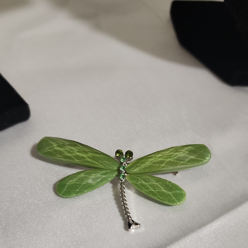 Vintage Green Dragonfly Brooch